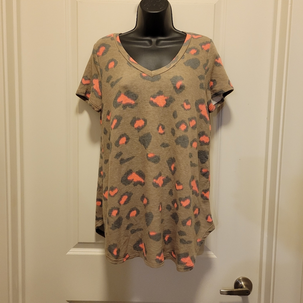 Brown & Orange Animal Print Boutique Blouse